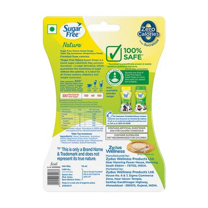 Sugar Free Natura Sweet Drops - Zero Calories, 10 ml (200 Drops)