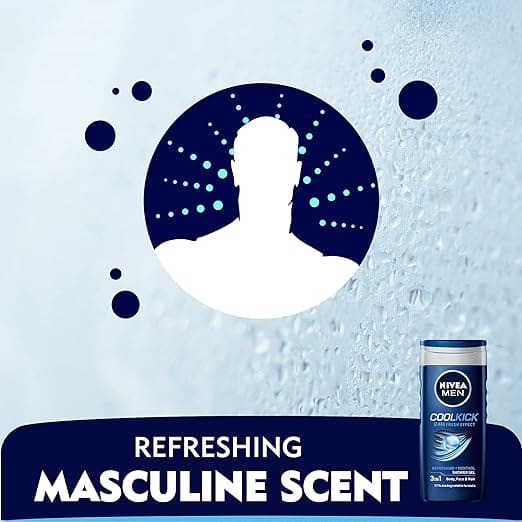 NIVEA MEN Cool Kick 250ml Body Wash| Shower Gel