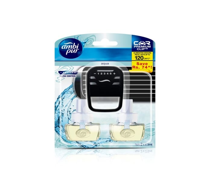 Ambi Pur Car Air Freshener, Starter Kit, Aqua, 7.5 ml