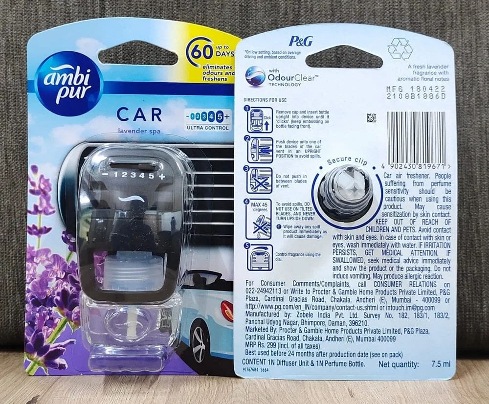 Ambi Pur Car Air Freshener, Starter Kit, Lavender Spa, 7.5 ml