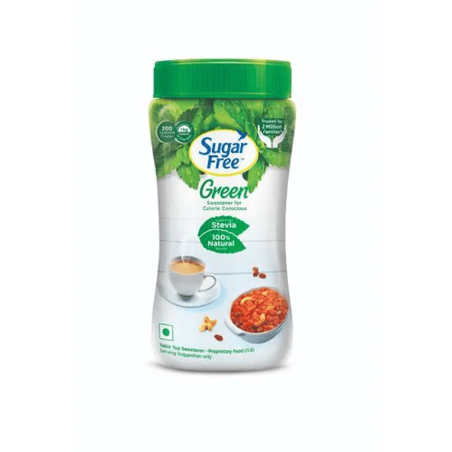 Sugar Free Green Sweetener - With Natural Stevia, Zero Calories, 200 g Jar