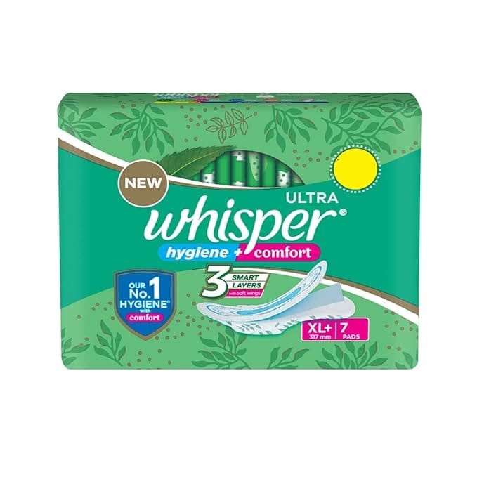 Whisper Ultra Clean Sanitary Pads for Women, XL+, 7 Napkins