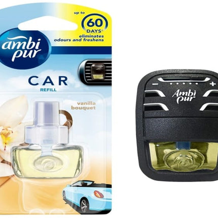Ambi Pur Car Air Freshener, Starter Kit,Vanilla, 7.5 ml
