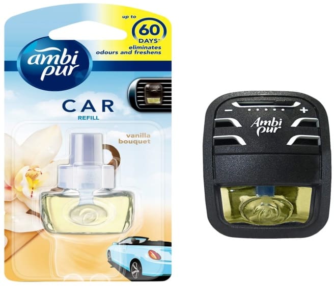 Ambi Pur Car Air Freshener, Starter Kit,Vanilla, 7.5 ml