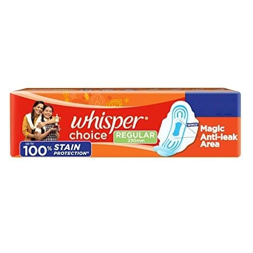 Whisper Choice Sanitary Pads for Women, Regular, 6 Count