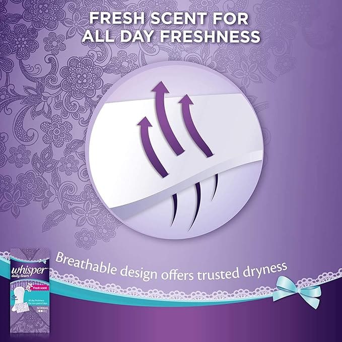 Whisper Clean and Fresh Daily Liners, 20 Count