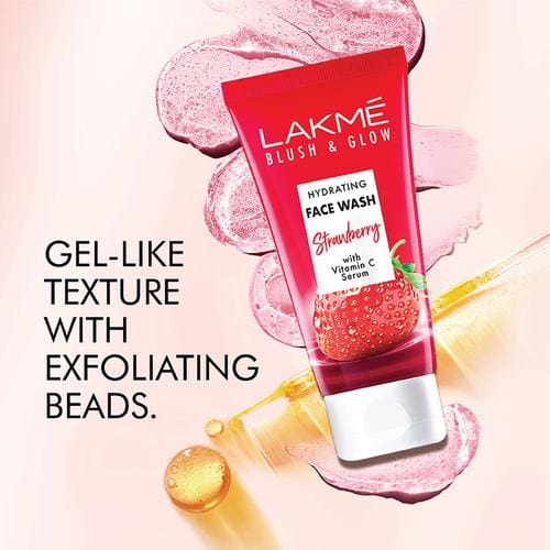 Lakme Blush & Glow Face Wash, Strawberry gel Blast, 50g
