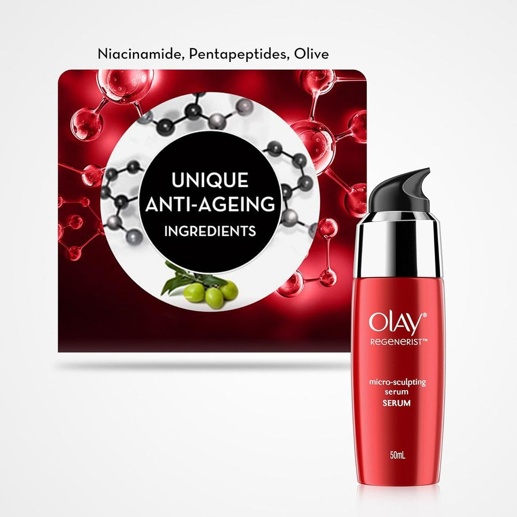 Olay Regenerist Micosculpting Serum | Hydrated, Plump, Bouncy Skin | With Hyaluronic Acid, Niacinamide and Peptides | Normal, Oily, Dry, Combination Skin | 50ml