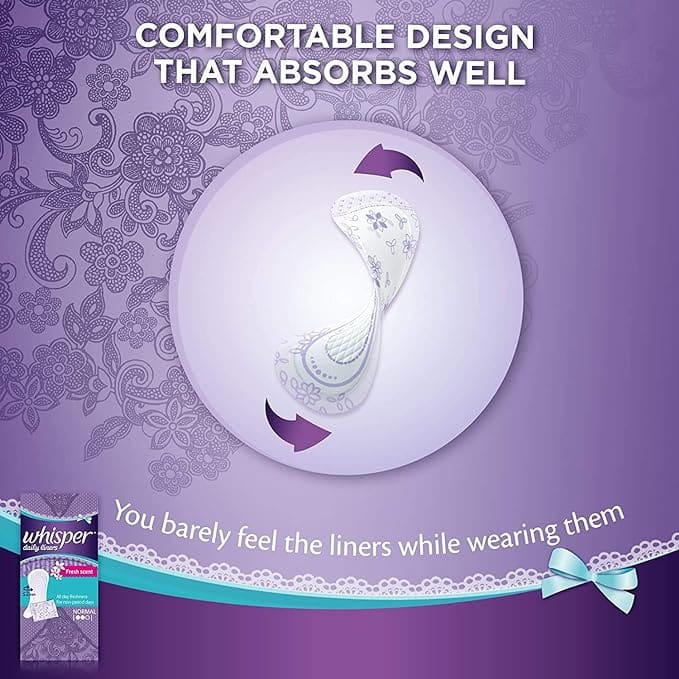 Whisper Clean and Fresh Daily Liners (Normal), 40 Sanitary pads for women (Pack of 1)