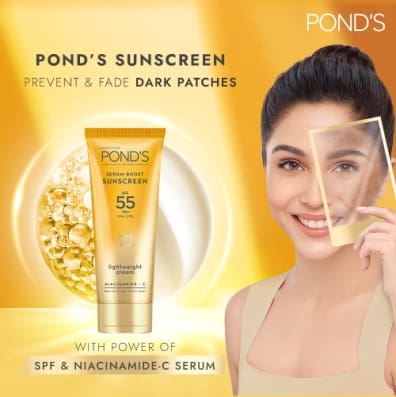 POND'S Serum boost sunscreen prevent and fade dark patches with the power of SPF55 50g