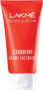 Lakmé Blush & Glow Strawberry Crème Facewash , Gentle Cleanser Face Wash 100g
