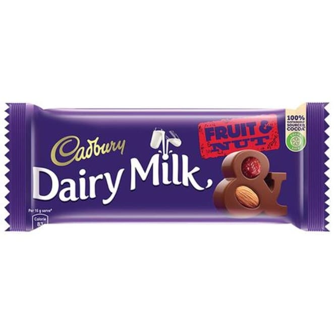 Cadbury Dairy Milk Fruit & Nut Chocolate Bar, 36gm