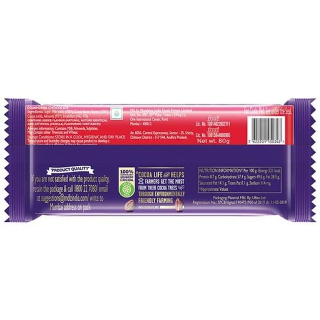 Cadbury Dairy Milk Fruit & Nut Chocolate Bar, 80gm