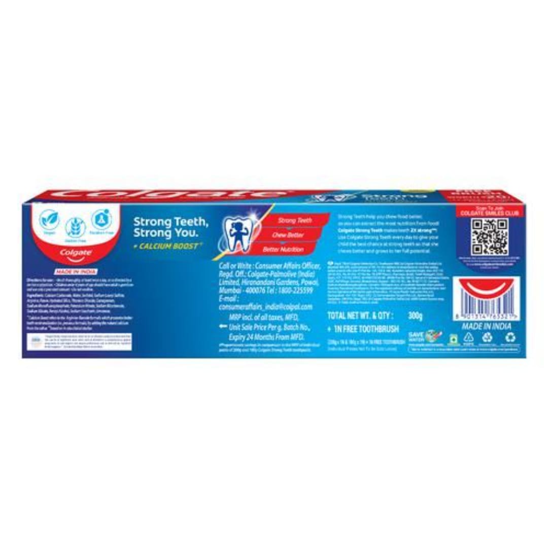 Colgate Strong Teeth Toothpaste, Germ Fighting Toothpaste for Healthy Gums and Teeth, 300g