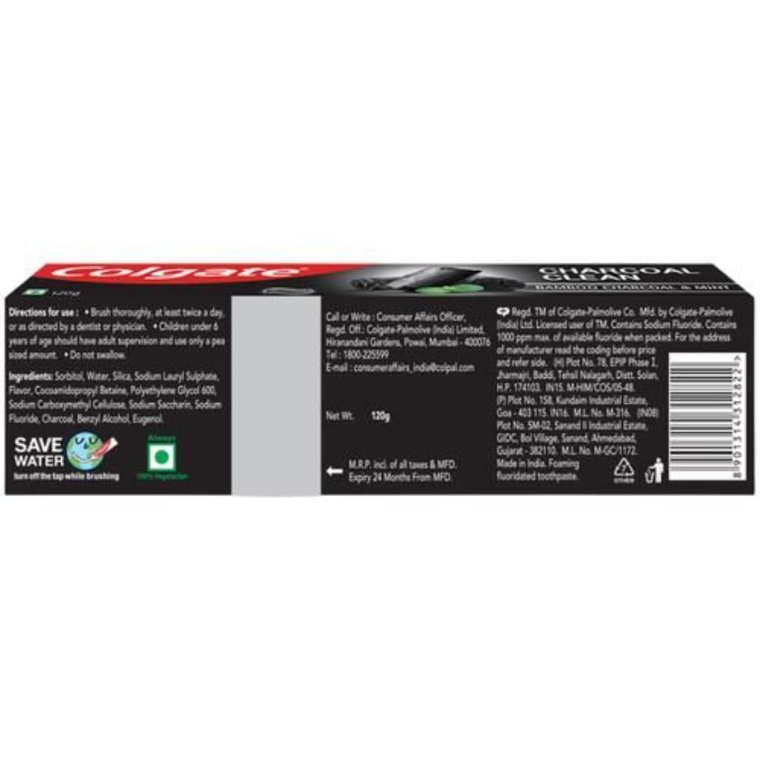 Colgate Charcoal Clean Gel Toothpaste - Bamboo Charcoal & Mint, 120 g