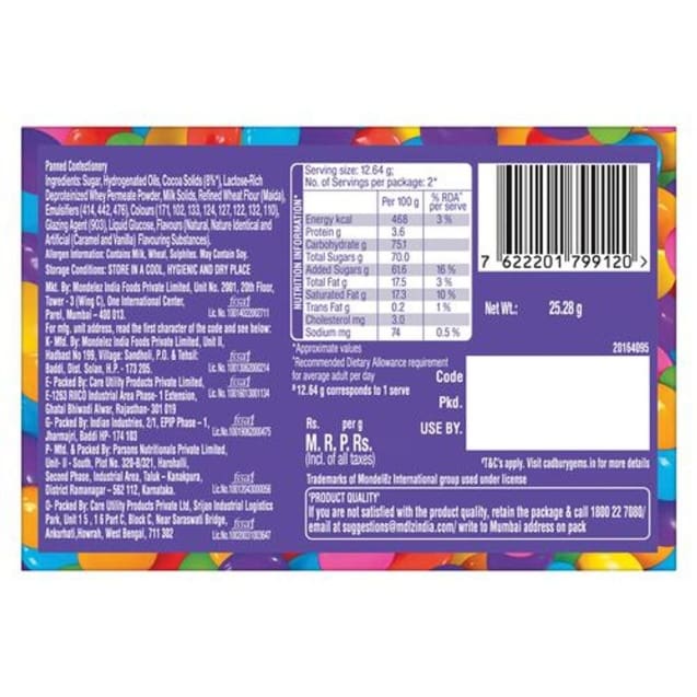 Cadbury Gems Chocolate, 25gm