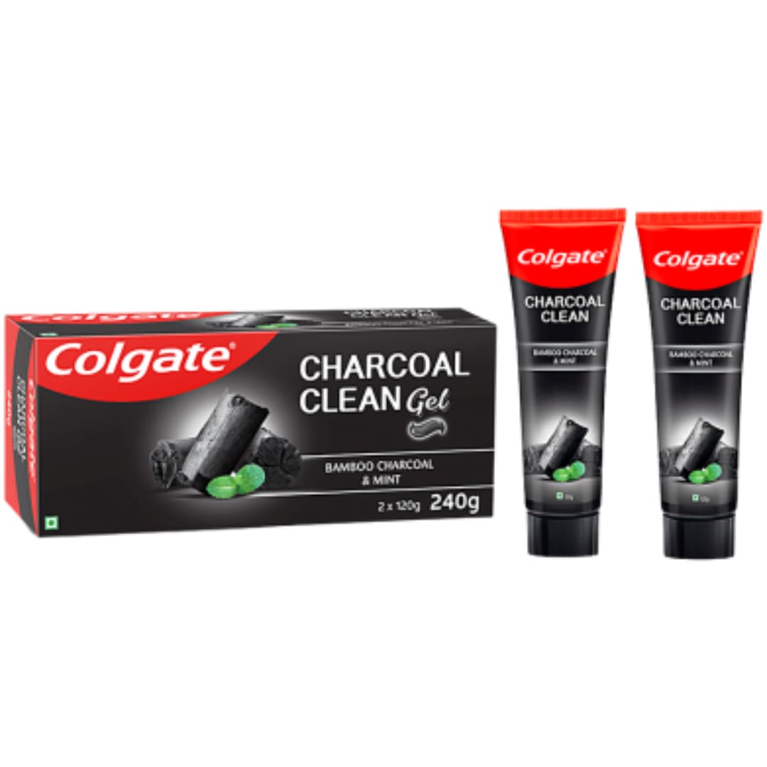 Colgate Charcoal Clean Gel Toothpaste - Bamboo Charcoal & Mint, 2 x 120 g