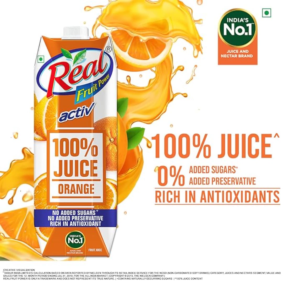 Real Activ 100% Orange Fruit Juice - 1L