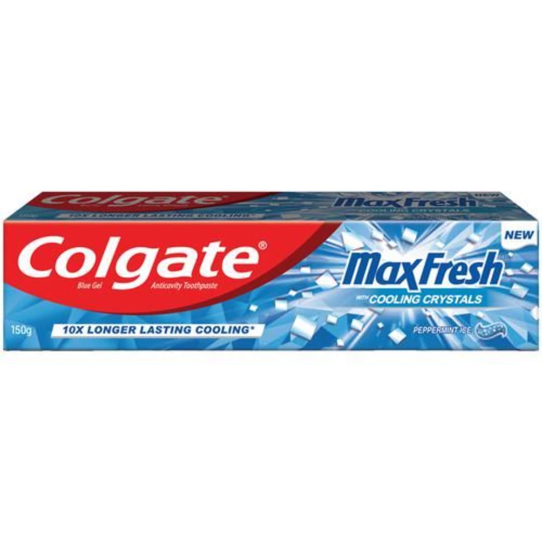 Colgate MaxFresh Toothpaste, Blue Gel Paste with Menthol for Super Fresh Breath, 150g