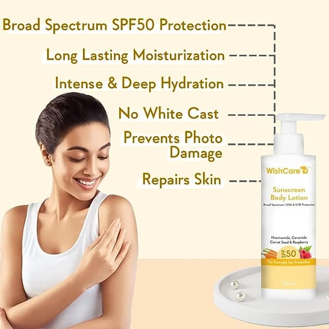 WishCare SPF50 Sunscreen Body Lotion - Broad Spectrum 200 Ml