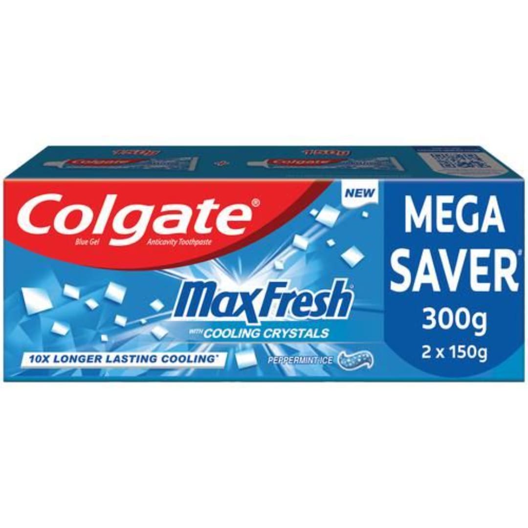 Colgate MaxFresh Toothpaste, Blue Gel Paste with Menthol for Super Fresh Breath, 300g