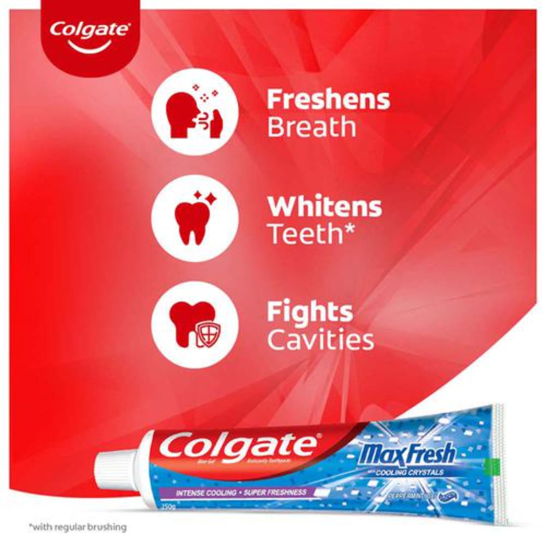 Colgate MaxFresh Toothpaste, Blue Gel Paste with Menthol for Super Fresh Breath, 300g
