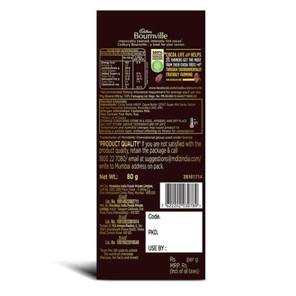 Cadbury Bournville Rich Cocoa 70% Dark Chocolate Bar, 80gm