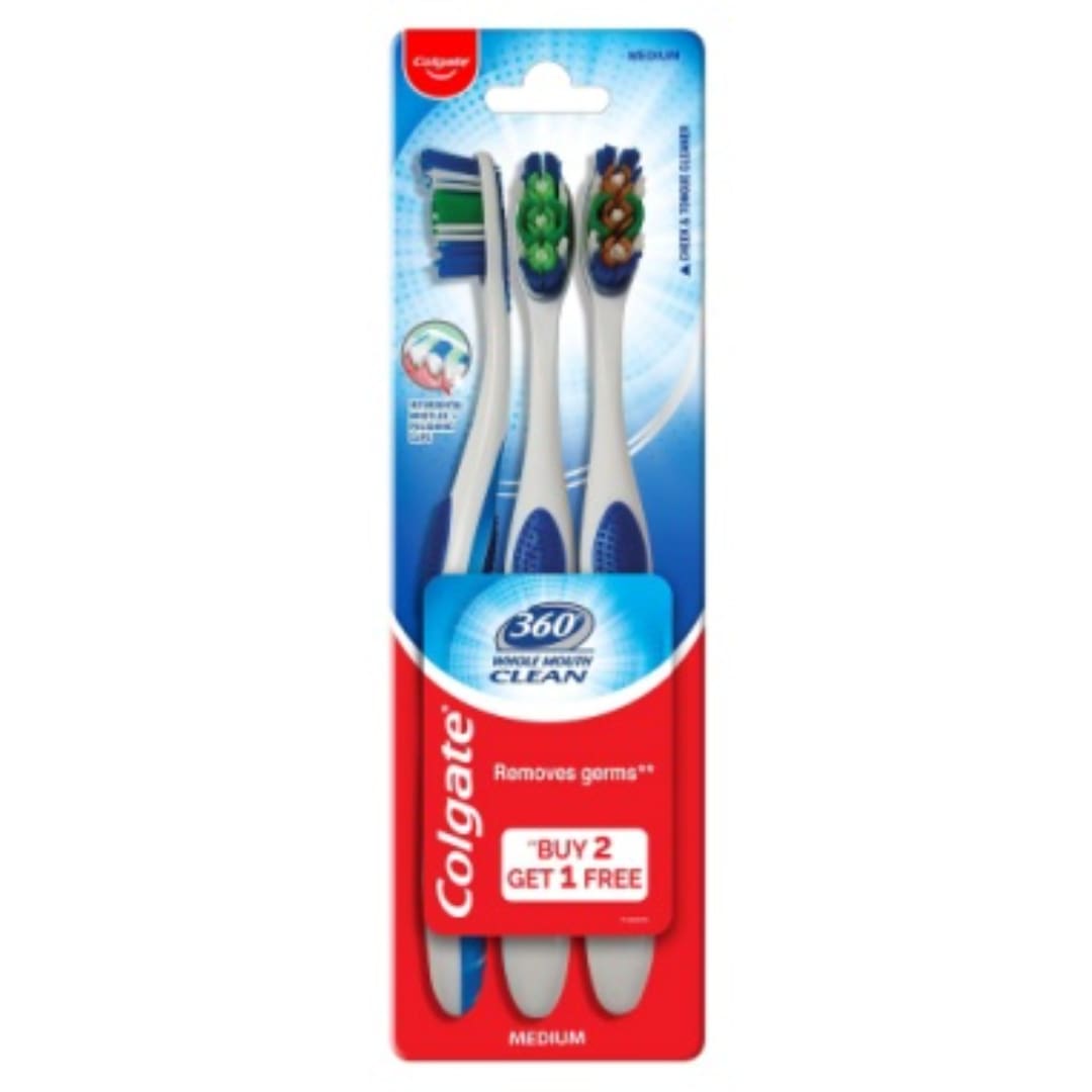 Colgate 360 Whole Mouth Clean Toothbrush - 3Pcs (Buy 2 Get 1 Free)