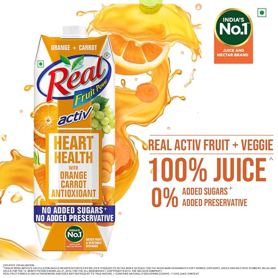 Real Activ Orange Carrot Fruit Juice - 1L 