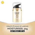 Olay Total Effects Day Cream with SPF 15 | Fights 7 Signs of Ageing | 50g |With Niacinamide and Green Tea Extracts