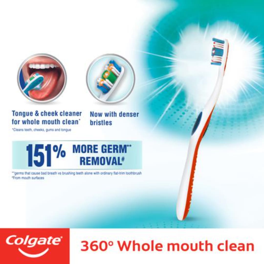 Colgate 360 Whole Mouth Clean Toothbrush, 3 pcs (Buy 2 Get 1 Free)