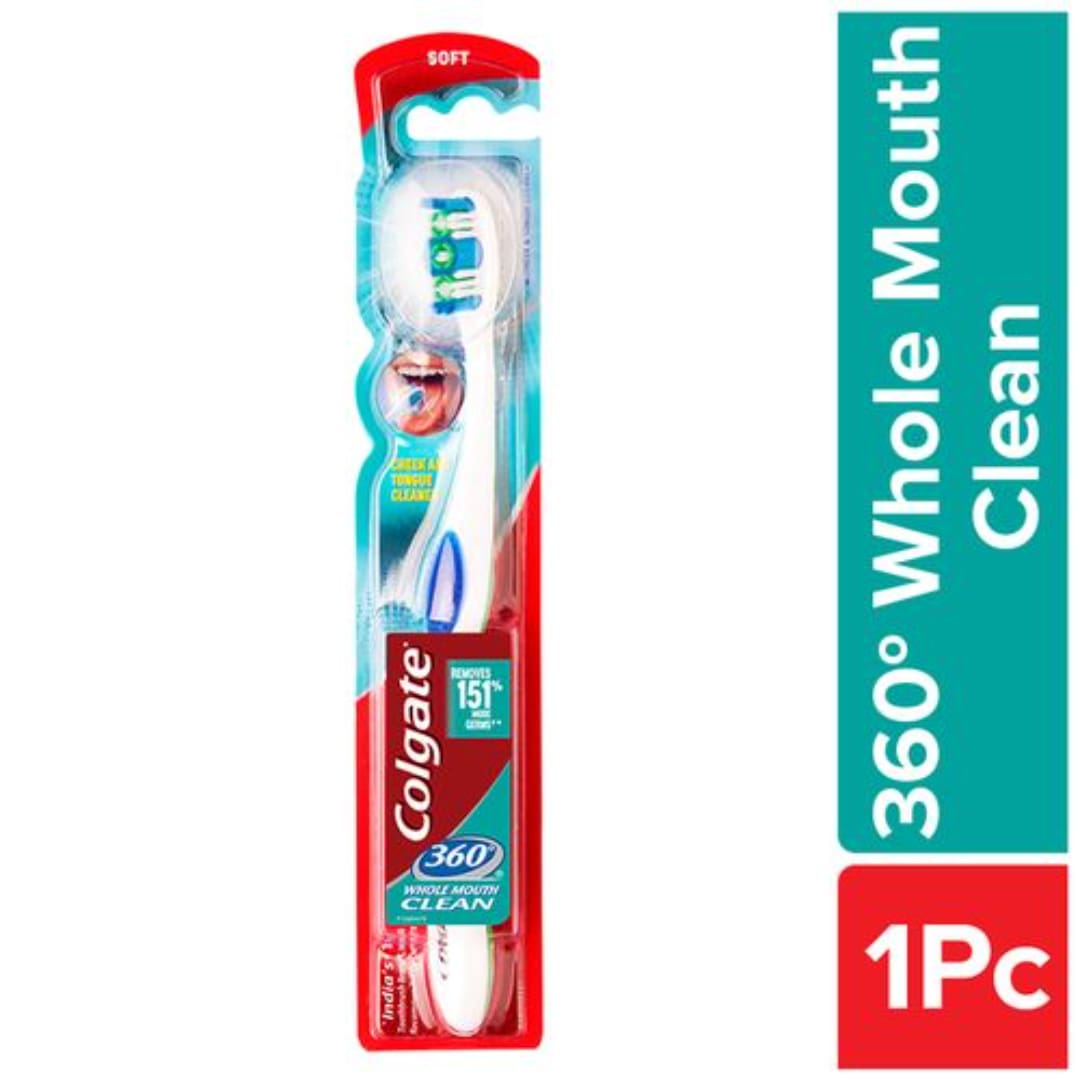 Colgate 360 Degree Whole Mouth Clean Soft Bristle Toothbrush, 1 pc