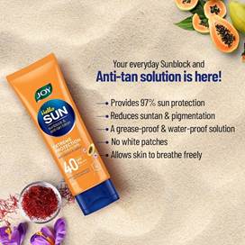 Joy Hello Sun Sunblock & Anti Tan Lotion Sunscreen SPF 40 PA+++,120ml