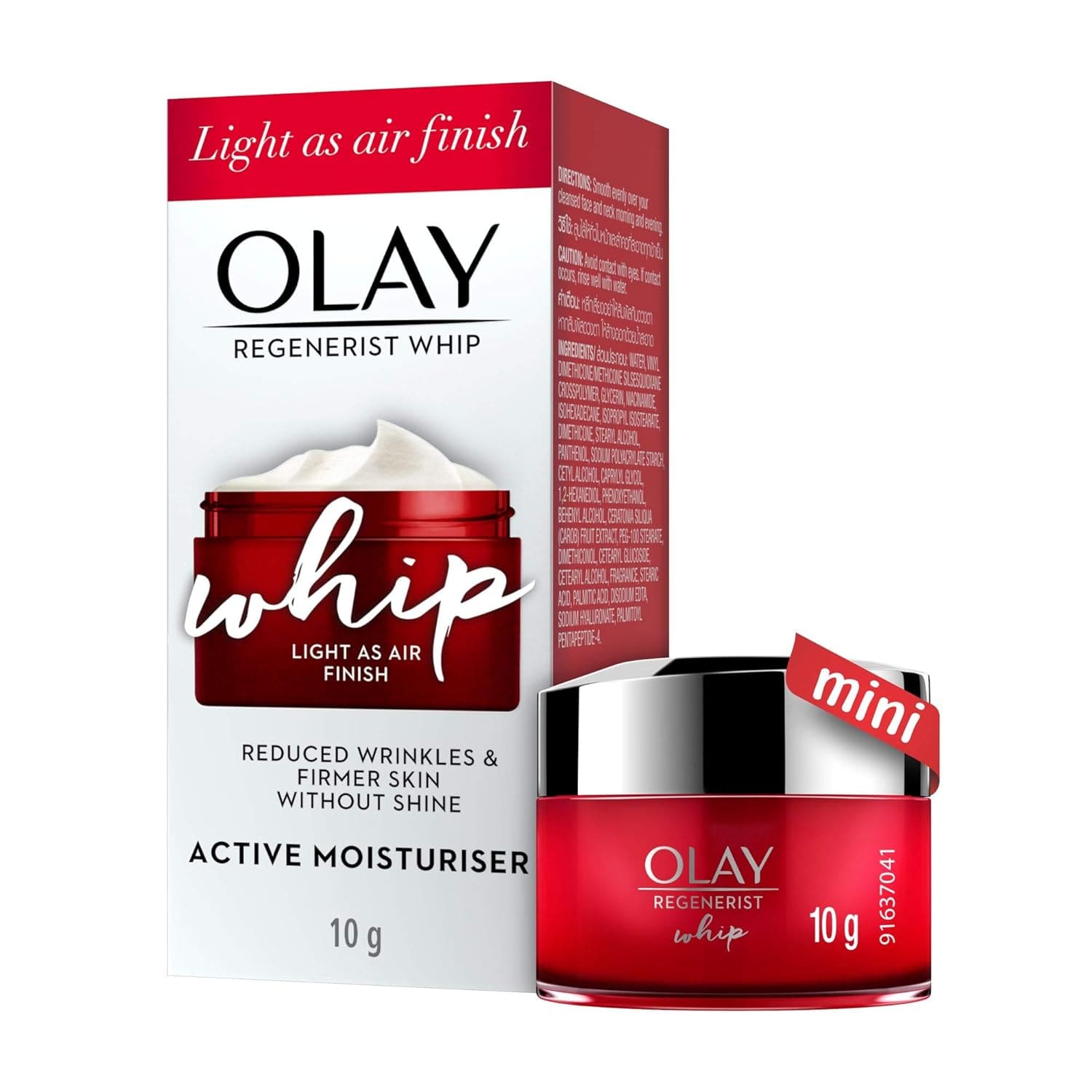 Olay Regenerist Whip Mini Cream | Ultra Lightweight | Hydrated, Plump, Bouncy Skin | With Hyaluronic Acid, Niacinamide and Peptides | Normal, Oily, Dry, Combination Skin | 10g