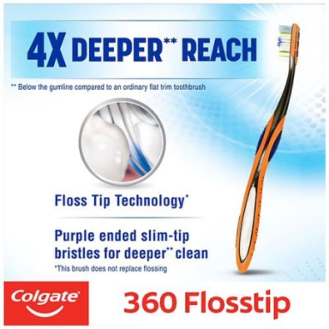 Colgate Toothbrush - 360 Degree Flosstip, Soft Bristles, 1 pc