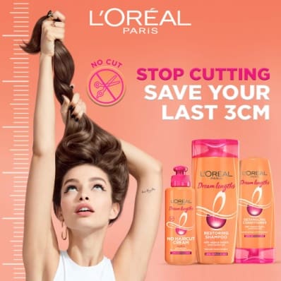 L'Oreal Paris Leave-In Conditioner, Repairs, Protects & Smooths, For Long and Lifeless Hair, Dream Lengths No Haircut Cream, 50ml