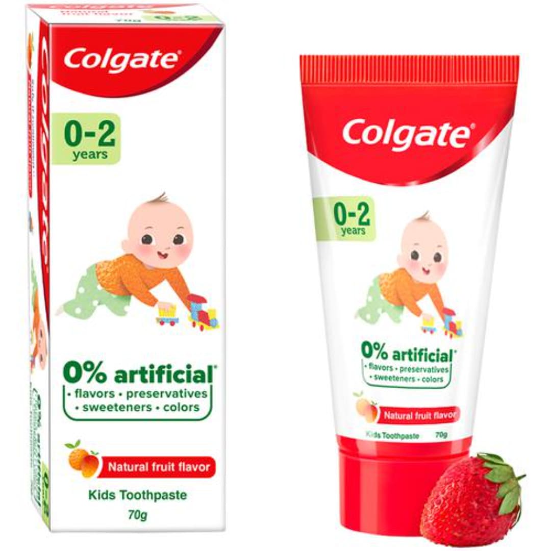 Colgate Kids Toothpaste - 0-2 years, Natural Fruit Flavor, Fluoride Free, 0% Artificial, 40 g 