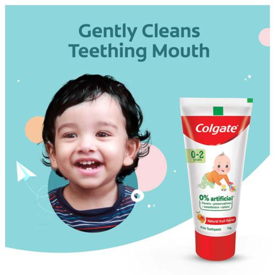 Colgate Kids Toothpaste - 0-2 years, Natural Fruit Flavor, Fluoride Free, 0% Artificial, 40 g 