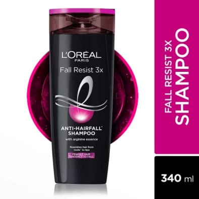 L'Oreal Paris Anti-Hair Fall Shampoo, For Thinning & Hair Loss, Fall Resist 3X, 340 ml