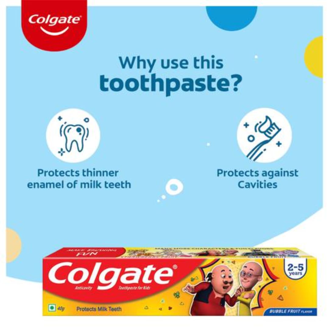 Colgate Kids Toothpaste - 2-5 Years, Anticavity, Bubble Fruit Flavour, 40 g