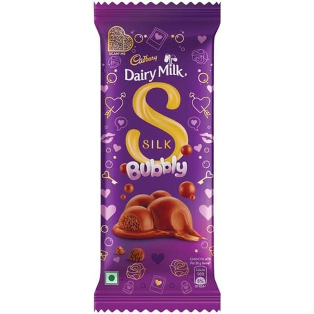 Cadbury Dairy Milk Silk Bubbly Chocolate Bar, 50gm