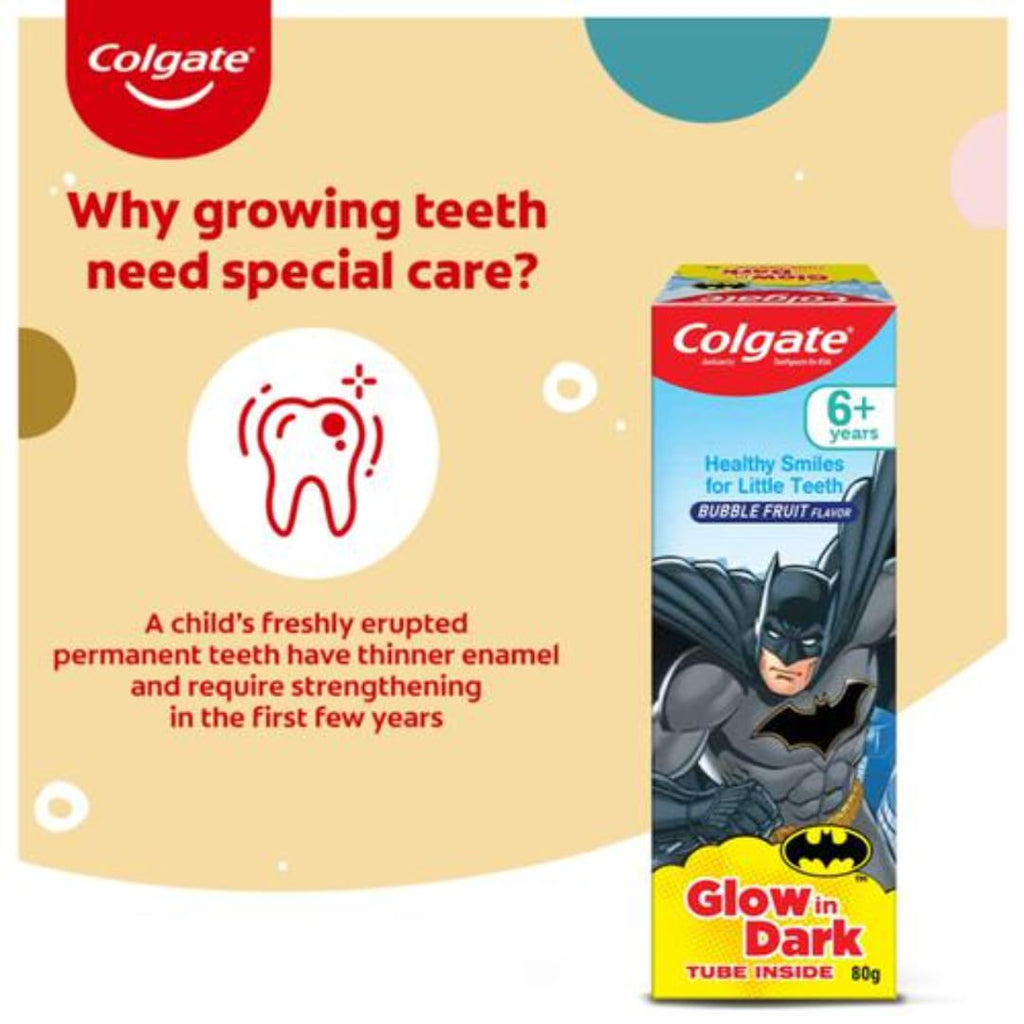 Colgate Kids Anticavity Toothpaste - 6+ Years, Bubble Fruit Flavour, Batman, 80 g