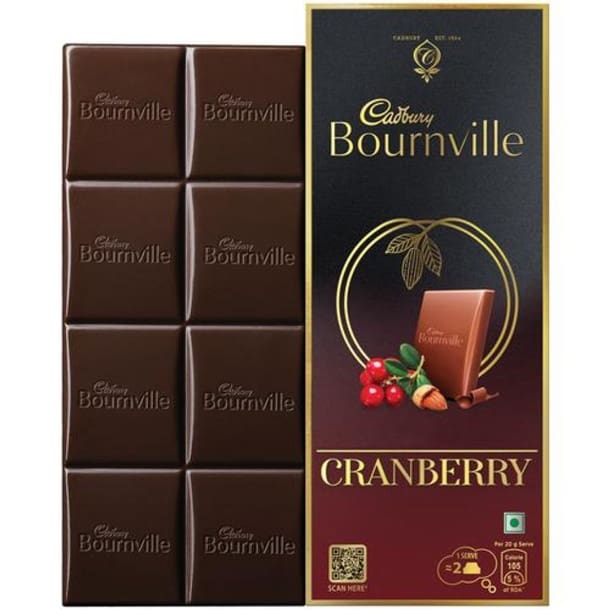 Cadbury Bournville Cranberry Dark Chocolate Bar, 80gm