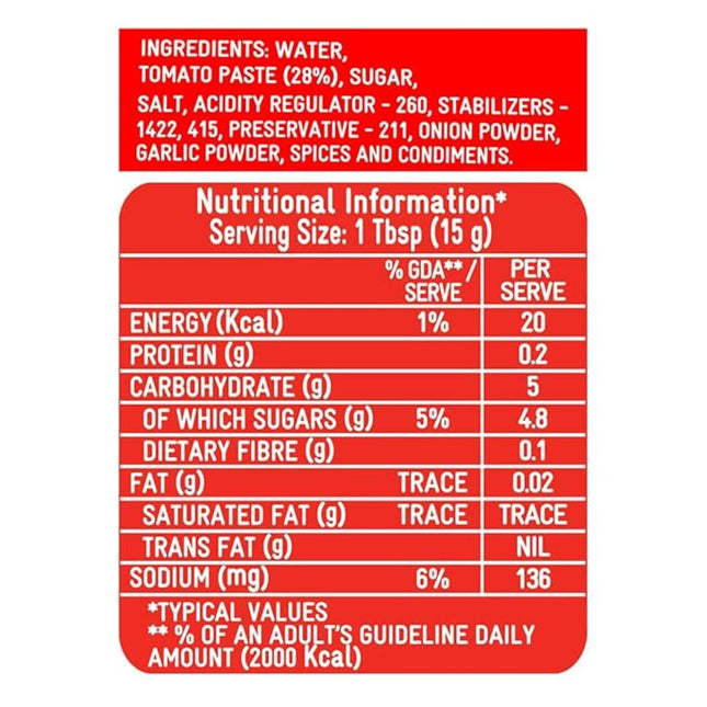 Kissan Fresh Tomato Ketchup Bottle, 500g