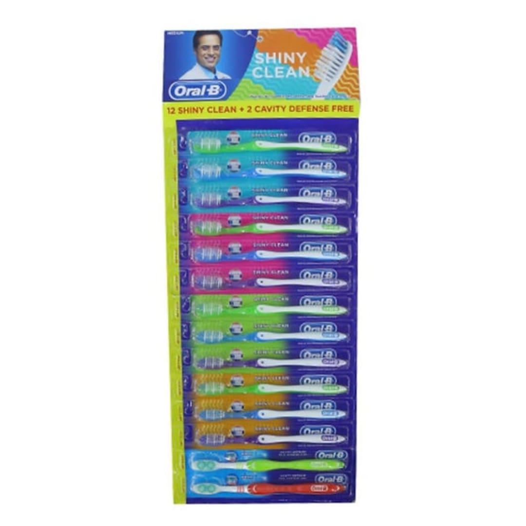 Oral B Tooth Brush - Shiny Clean + Fresh Clean, 12 pcs