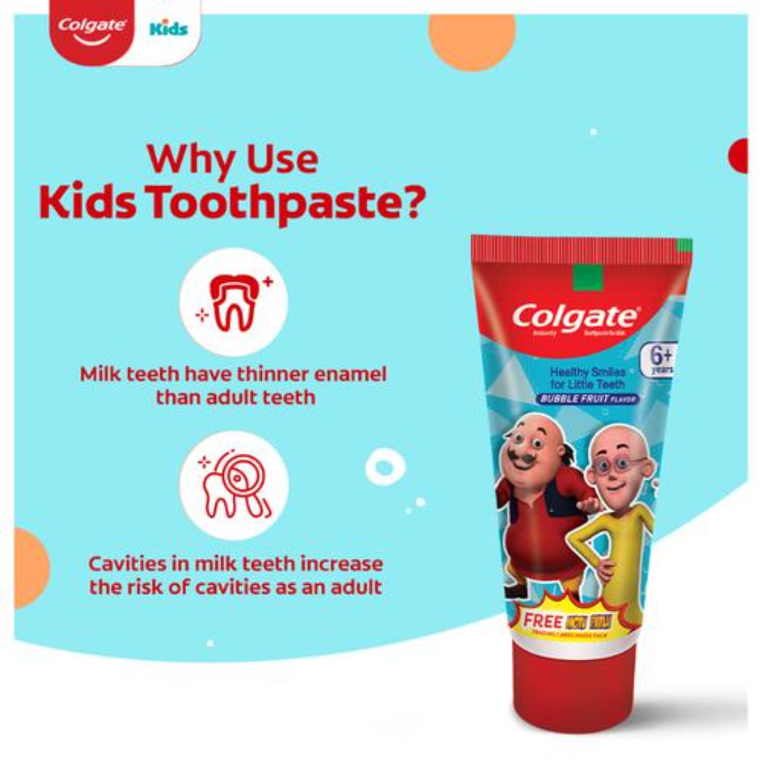 Colgate Kids Anticavity Motu Patlu Toothpaste - 6+ years, Bubble Fruit Flavour, 80 g