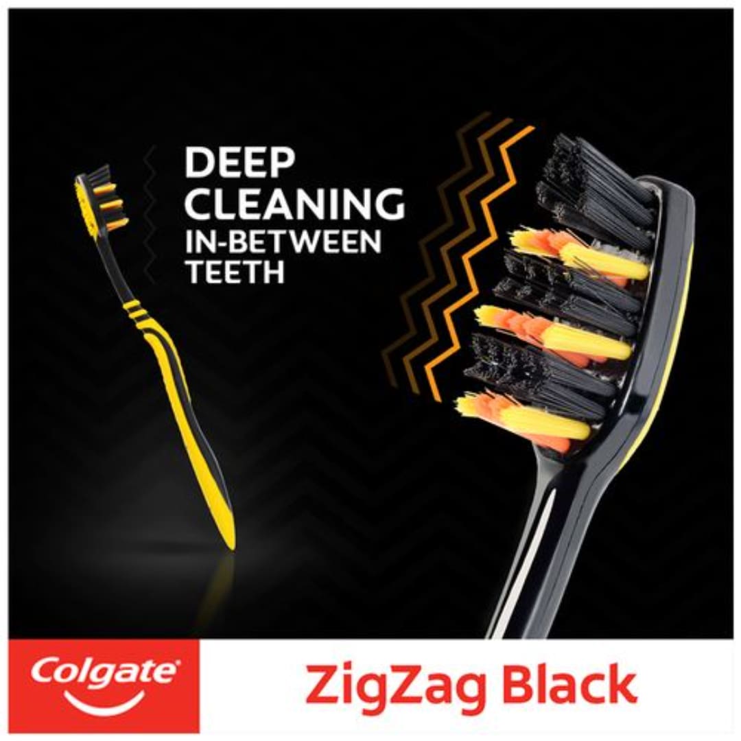 Colgate ZigZag Black Medium Bristle Toothbrush, 1 pc