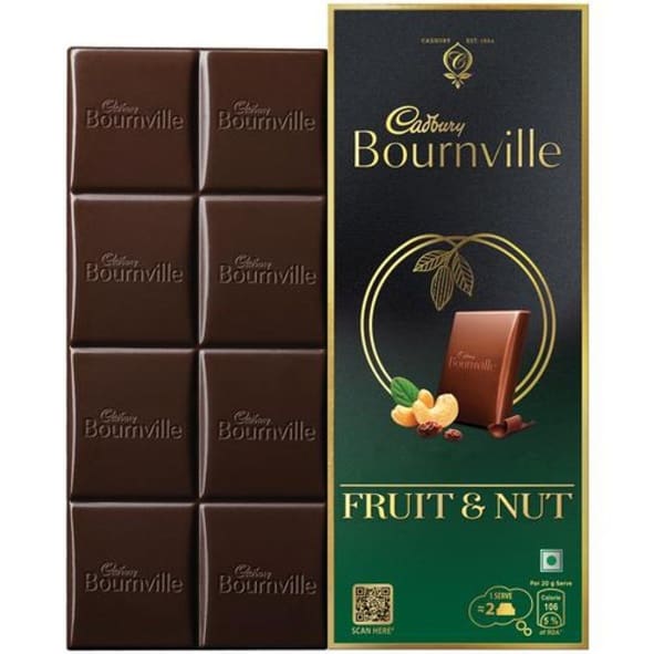 Cadbury Bournville Fruit & Nut Dark Chocolate Bar, 80gm