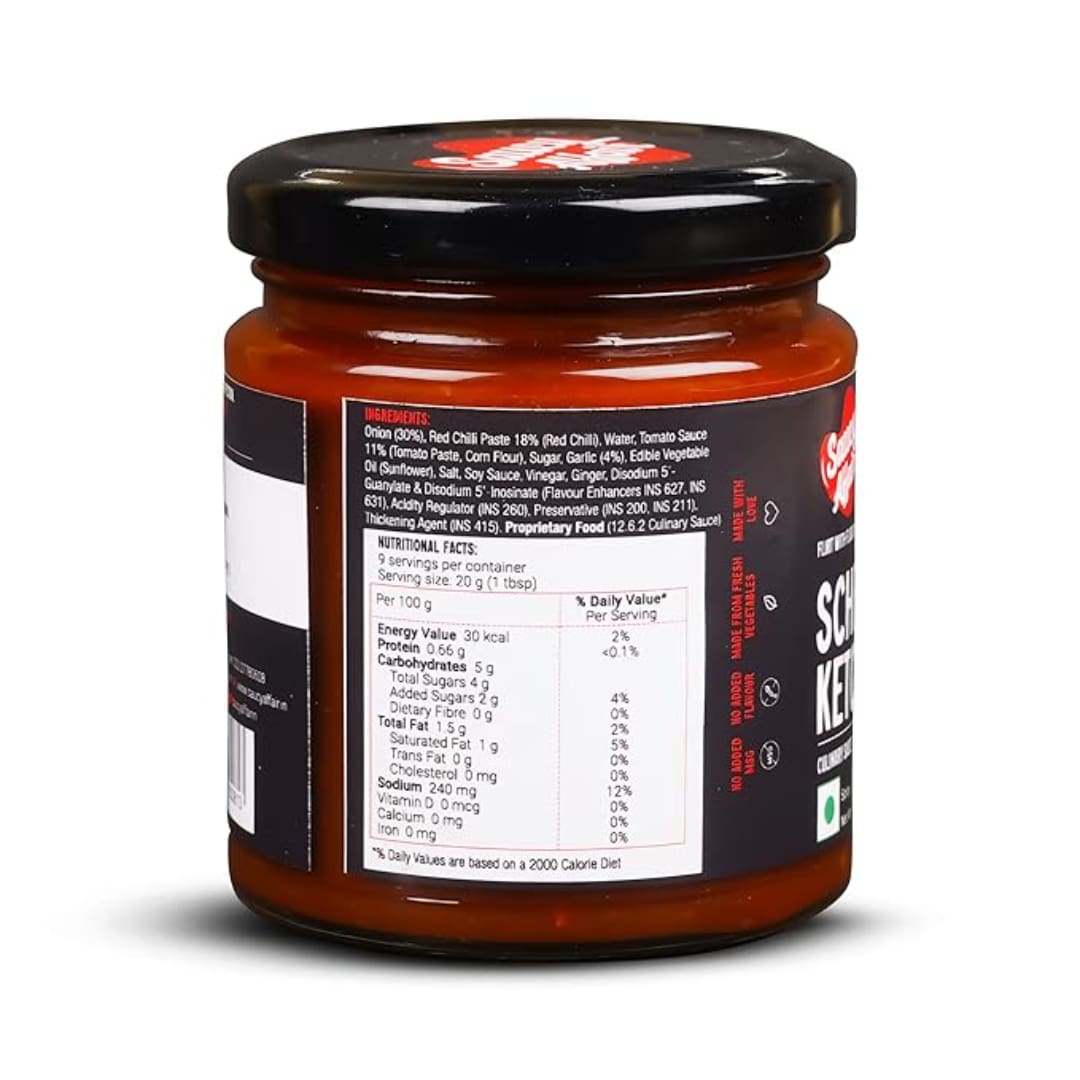 Saucy Affair Schezwan Ketchup Sauce for Noodles Rice & Momos - 180g | Spicy Chinese Sauce | Natural Ingredients | Schezwan Chilli Garlic Sauce | Dips Spreads To Dressing, Marinate & Cook (Pack of 1)