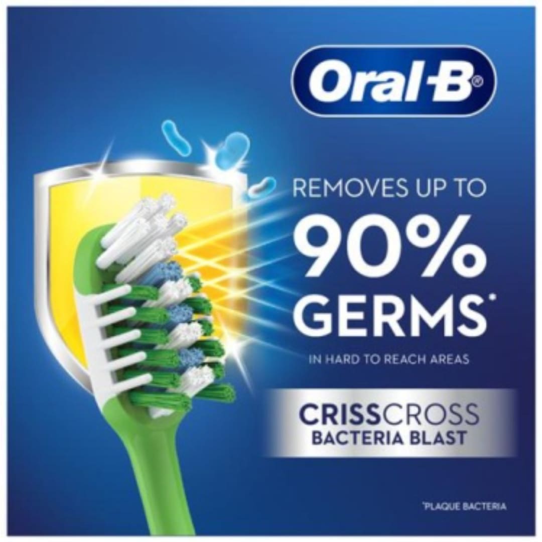 Oral-B Bacteria Blast Toothbrush - With Criss Cross Bristles, Soft, 1 pc (Buy 2 Get 1 Free)